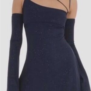 Lucy in the Sky Navy One-Shoulder Dress